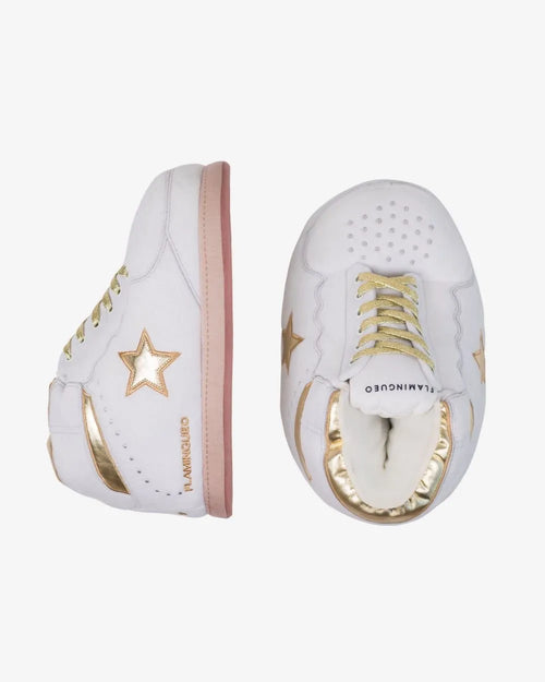Παντόφλες Σπιτιού Σχέδιο Sneaker με Αστέρι - Λευκό/Χρυσό