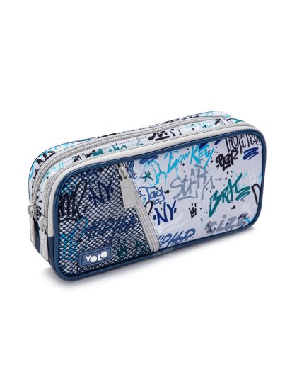 Τριπλή Κασετίνα Box YOLO Graffiti Grey